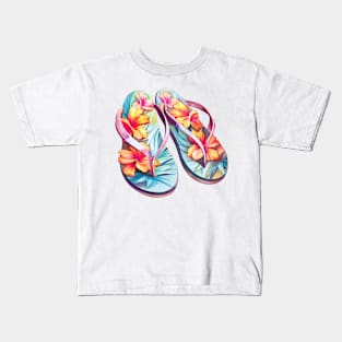 Watercolor Flip Flops #4 Kids T-Shirt